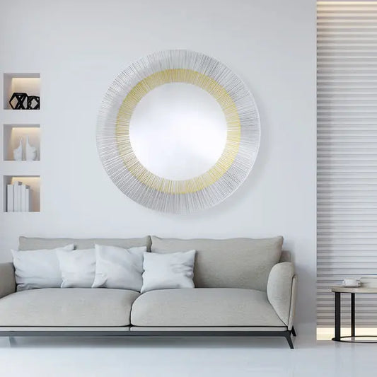 Miroir soleil doré 105 cm dans une ambiance intérieure élégante