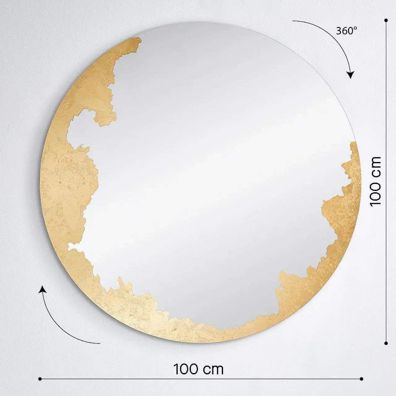 Dimensions miroir rond doré 100cm - schéma technique et mesures