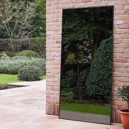 Miroir extérieur jardin XL 80x175 cm noir satiné en décoration de jardin
