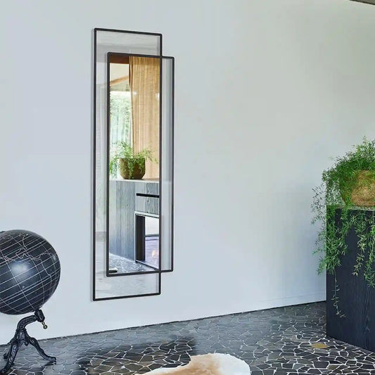 Miroir rectangle noir 50x170 cm en décoration murale
