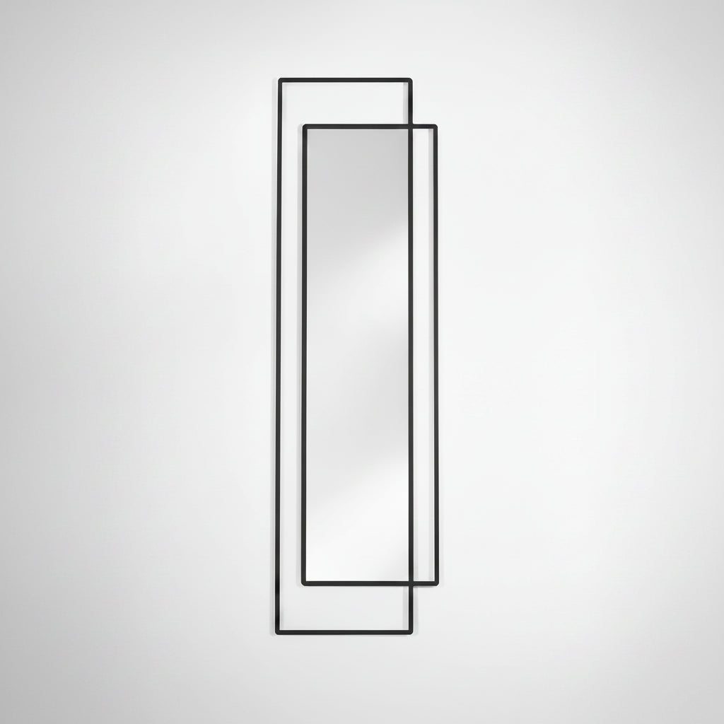 Miroir rectangle noir 50x170 cm finition sérigraphiée, vue de face
