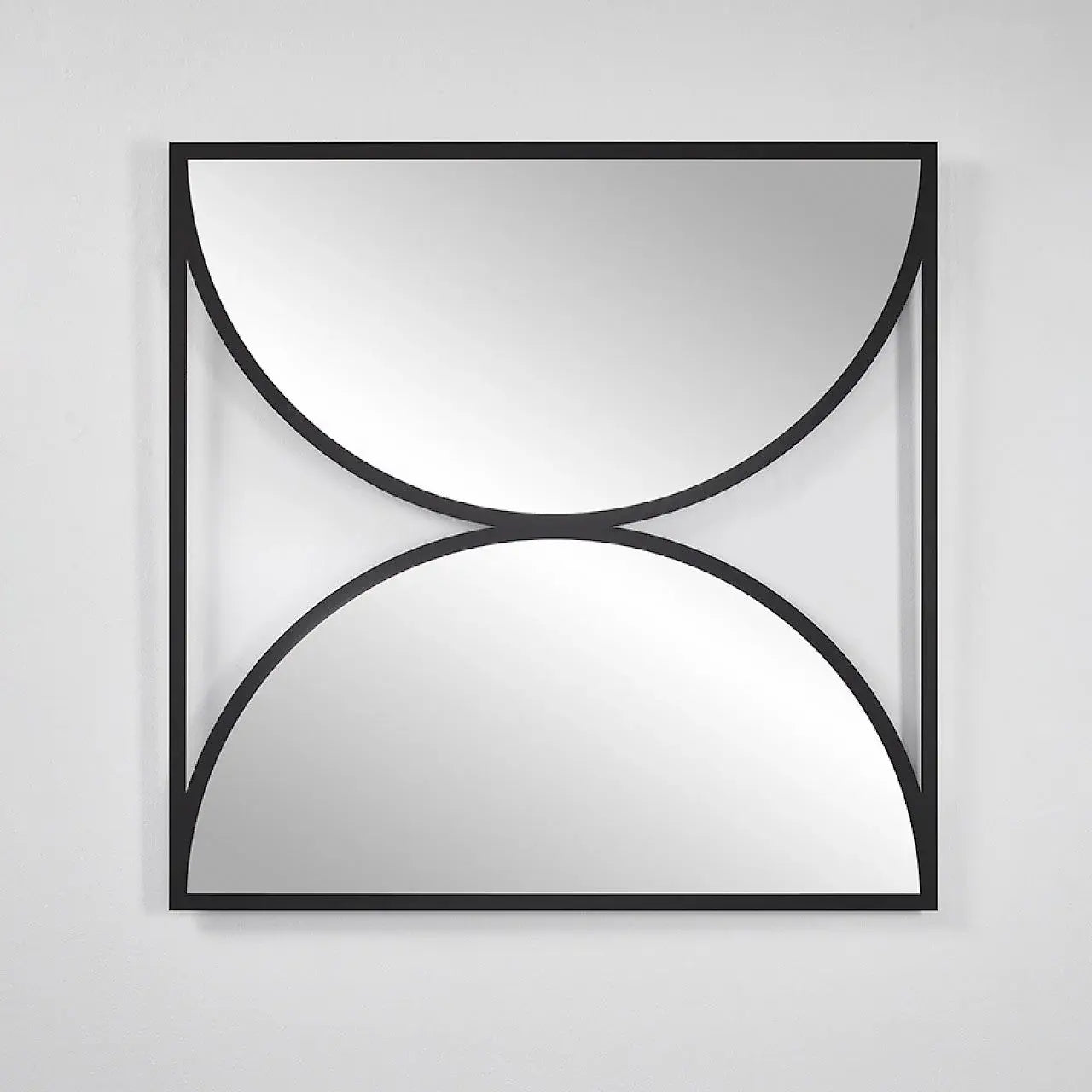 Miroir carré décoratif 90x90 cm sérigraphie noire pour salon et salle à manger moderne