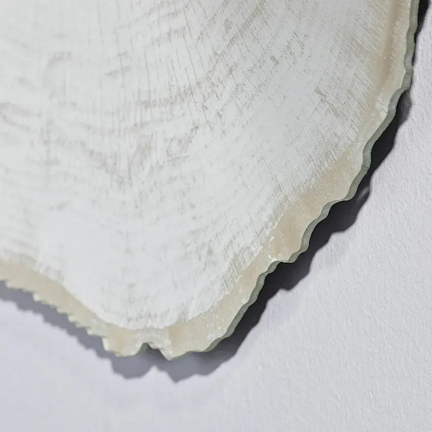 Miroir décoratif sérigraphie blanche détail motif arbre glacé artisanal