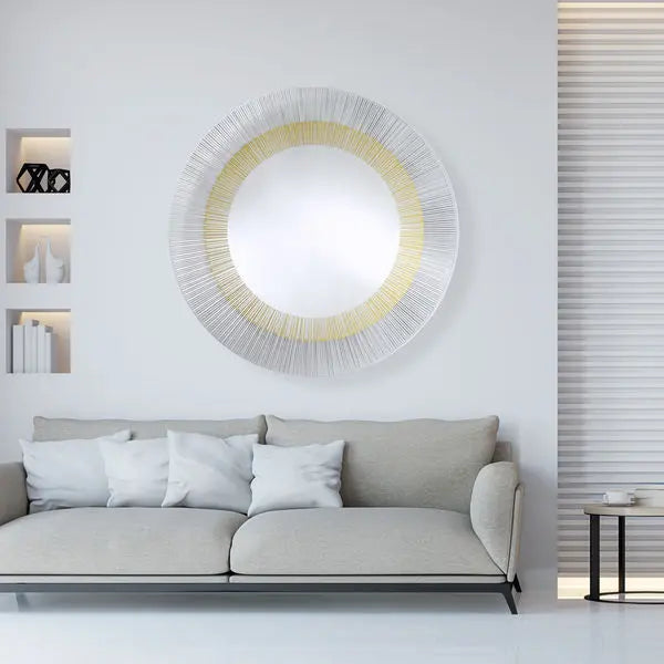 Miroir soleil doré 105 cm dans une ambiance intérieure élégante
