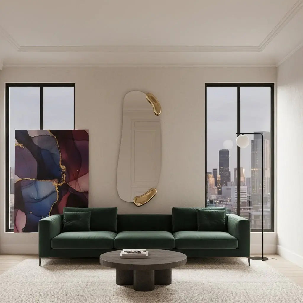 Miroir asymétrique or 166cm, design contemporain