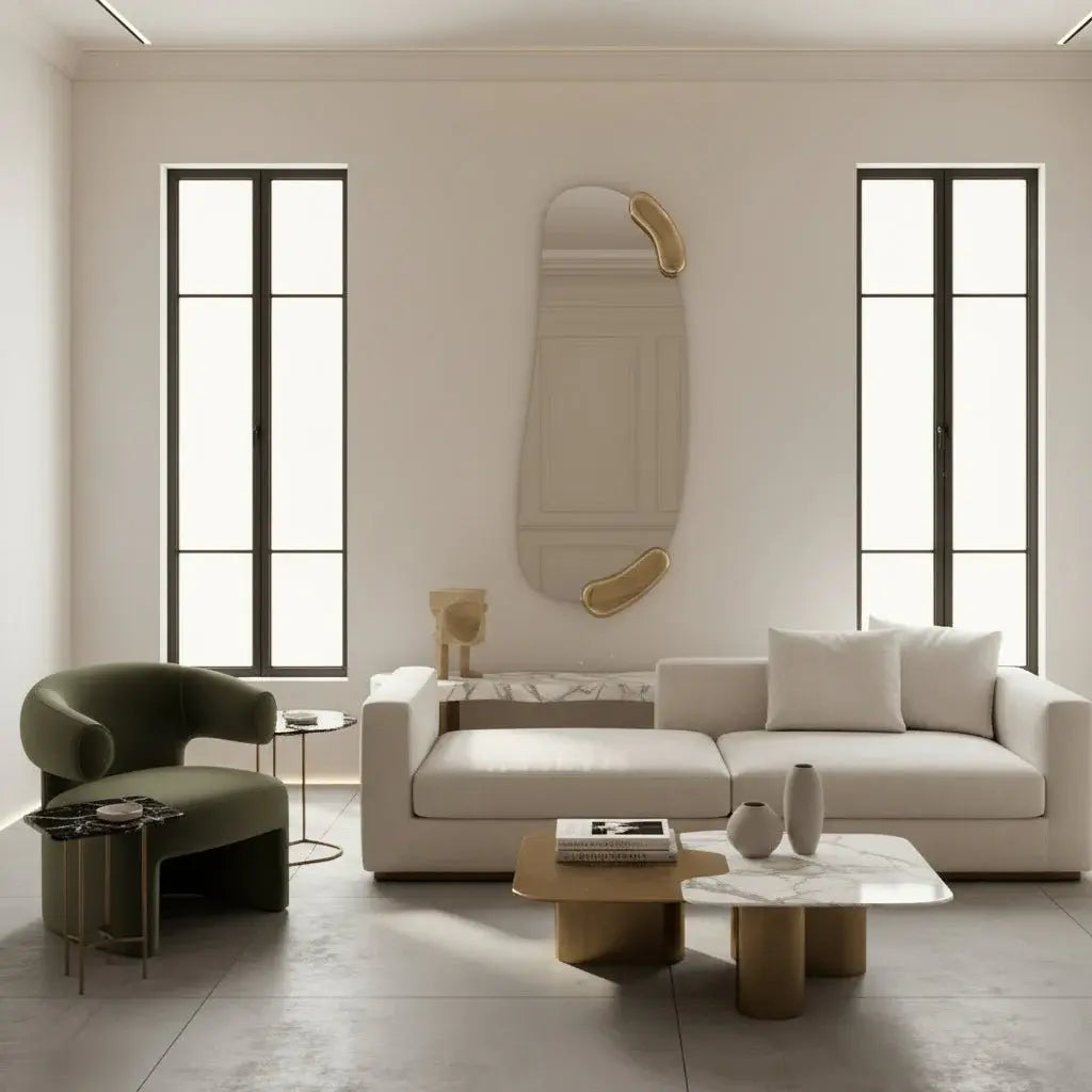 Miroir asymétrique or grande taille 166cm hauteur et 64cm largeur