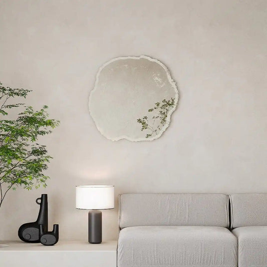 Miroir décoratif sérigraphie blanche tronc d'arbre salle de bain design