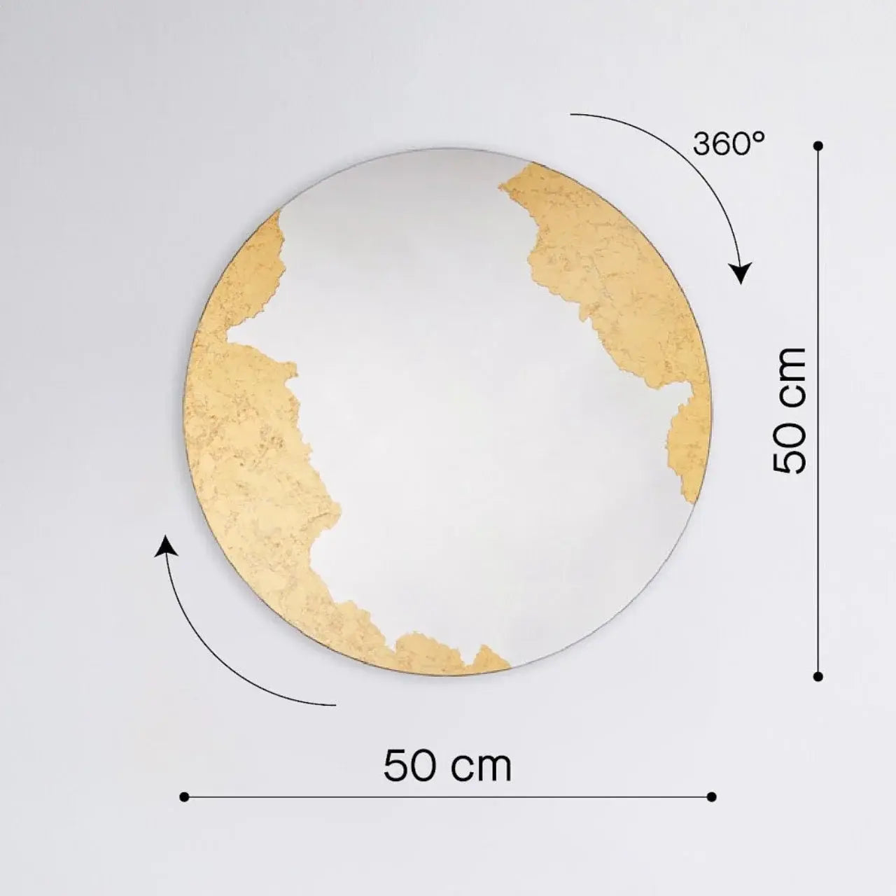 Miroir doré rond mural entrée design contemporain