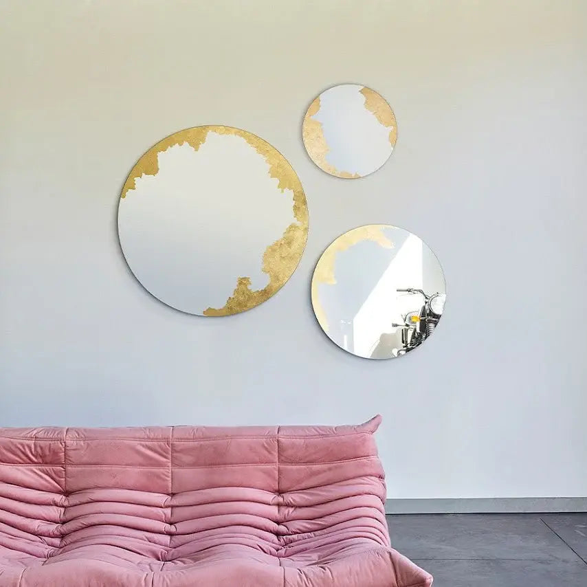 Miroir doré rond vue profil 2,5cm épaisseur