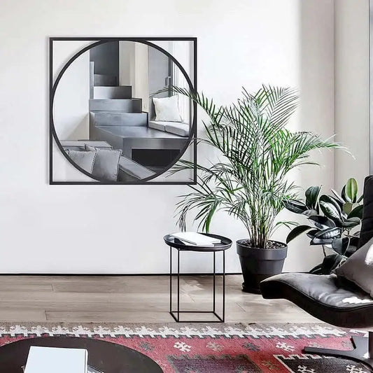 Miroir mural design sérigraphié noir 90x90 cm