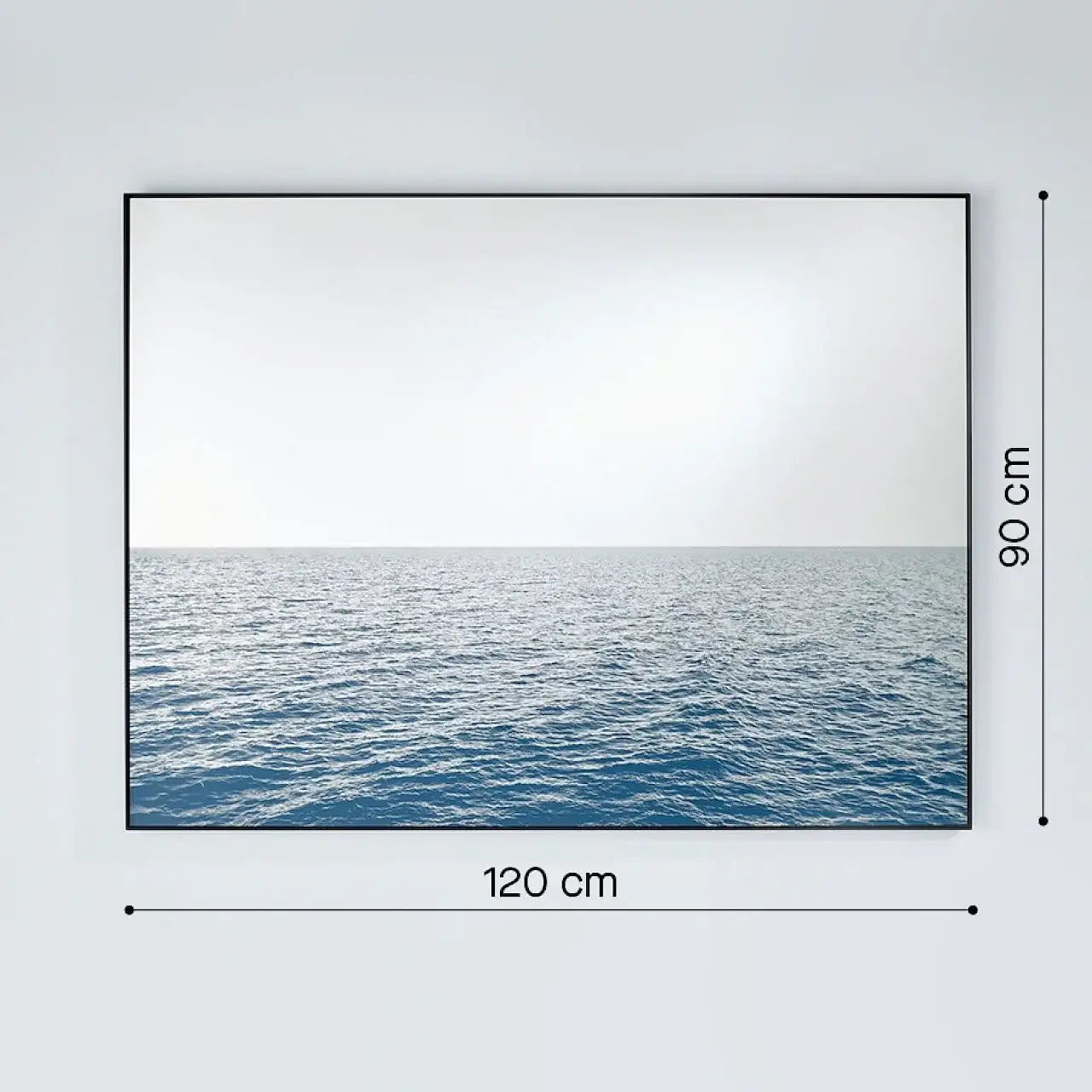 Miroir mural rectangulaire bleu cadre noir dans une salle de bain design