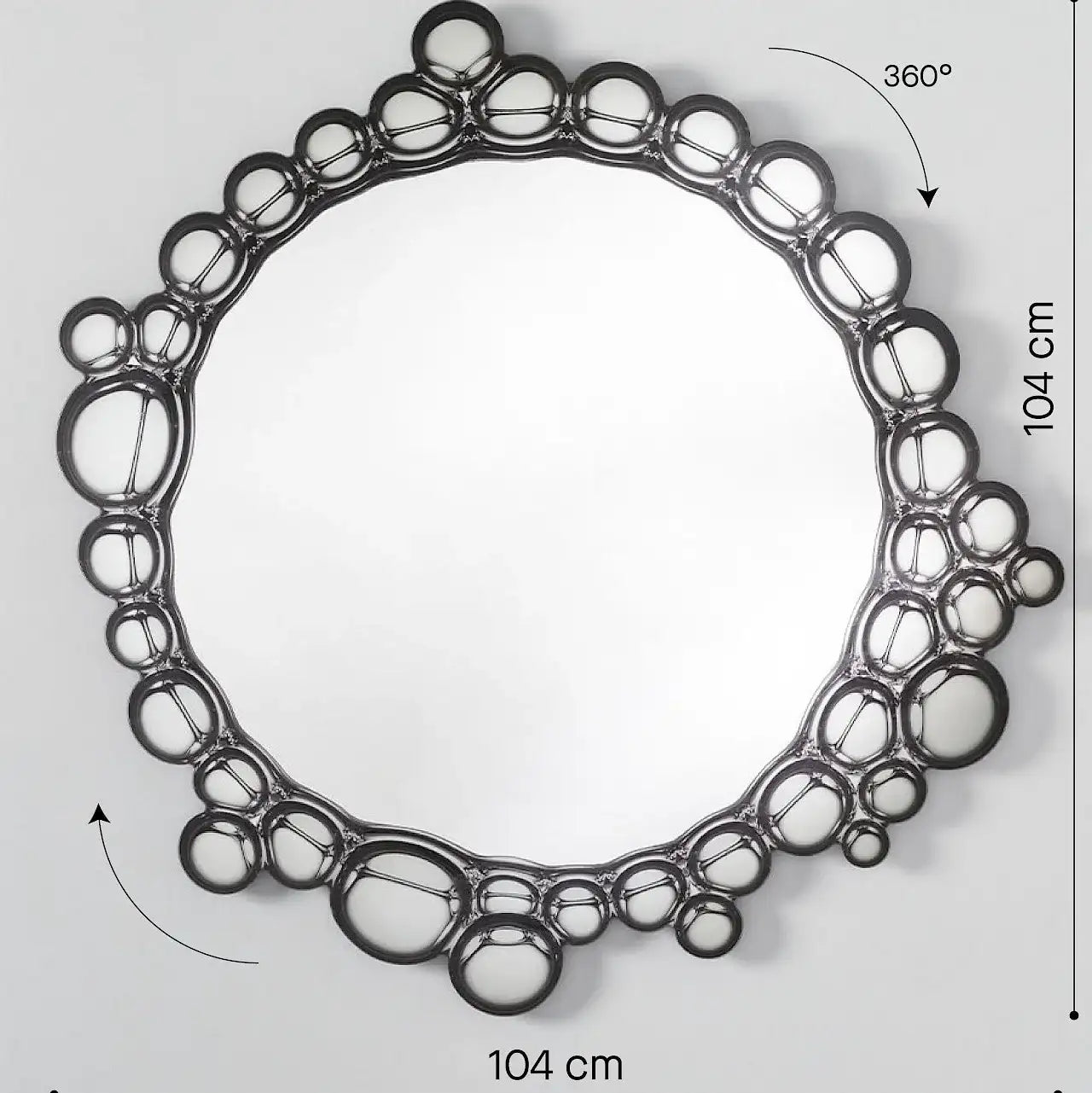 Bord irrégulier organique du miroir noir rond Miroir Moon