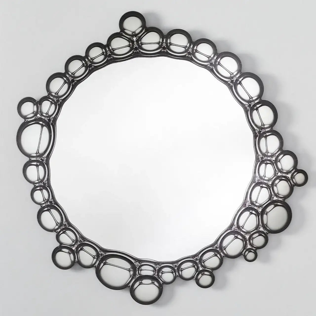 Miroir noir rond sérigraphié motif bulles 104 cm, vue de face